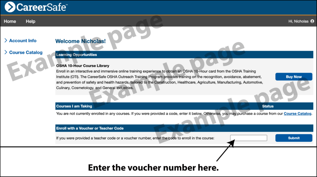Where to put the voucher number.